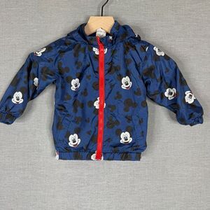 Disney Mickey Mouse Toddler Jacket Size 24M Blue Mouse Ears Full Zip Windbreaker